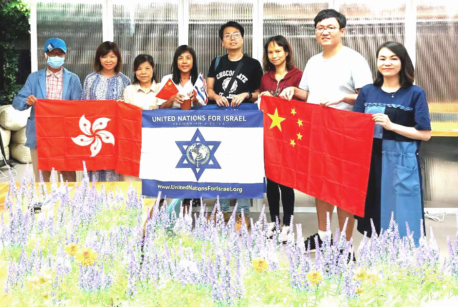 Group of peopla from China holding flags